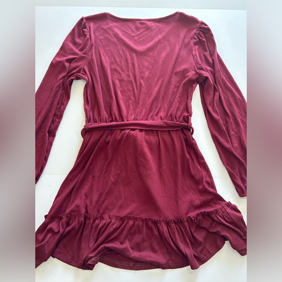 Alaster Queen Cotton Long Sleeve Mini Dress Burgundy size Medium - Picture 8 of 8
